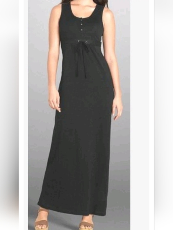 Eddie Bauer Dresses & Skirts - Henley Black Dress Empire Scoop Neck Maxi Length, Size  Large